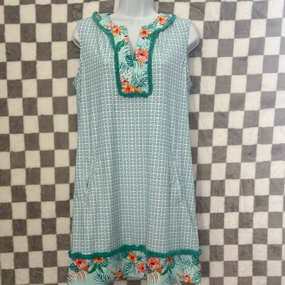 CABANA LIFE Women’s Sleeveless Fringe Tunic Mini Dress size S/Small - Picture 2 of 13